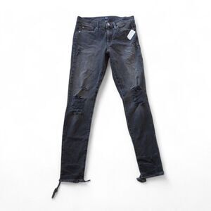Gap Denim Regular True Skinny Distressed Black (Grey) Jeans Women's 28R